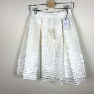 English Rose White A Line Skirt Patterned Lace NWT